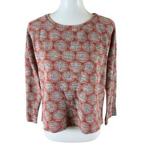 White‎ Stuff Red Gray Geo Print Top UK10 EU38 US 6 Soft Knit Lightweight Retro